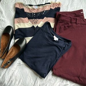 “Cheryl” cardigan light pink, cream and navy